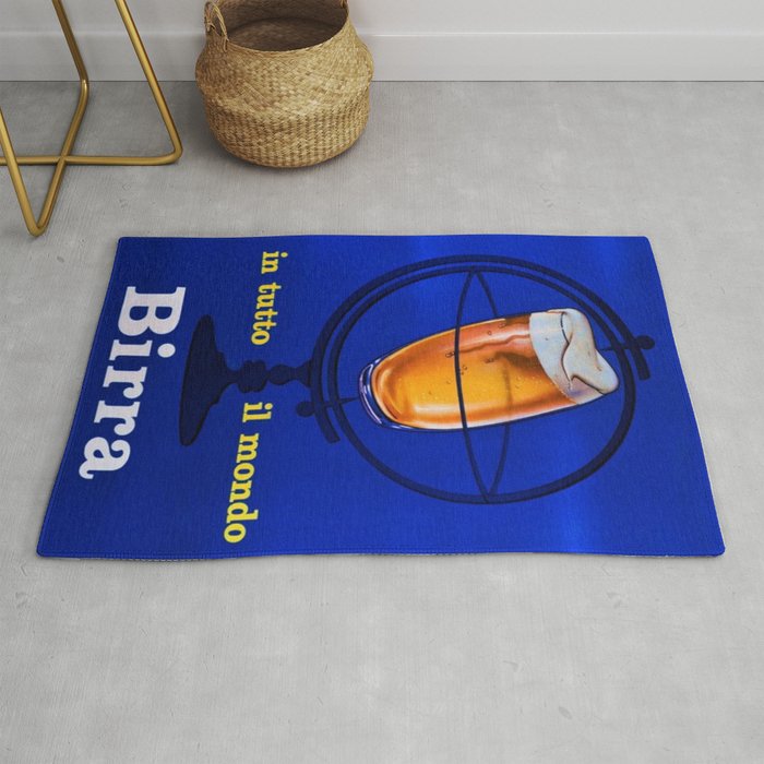 Dark Blue Italian Draft Beer Vintage Advertising Poster for kitchen, dinning room & living room   Rug