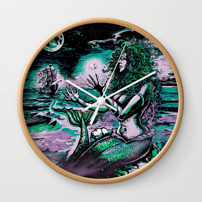 Mermaid Siren Pearl Of Atlantis Mythology Wall Clock By Themonsterstore Society6