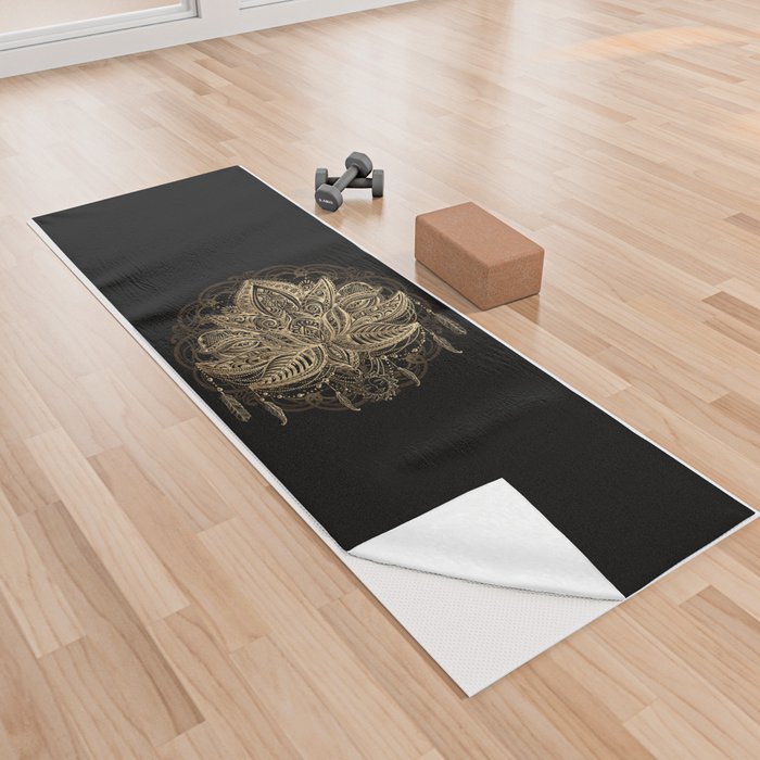 Lotus Black & Gold Yoga Towel