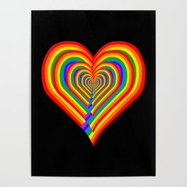 Repeating Rainbow Heart Shaped Echo Poster