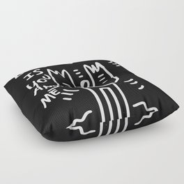 Love is You and Me Street Art Graffiti Black and White Floor Pillow
