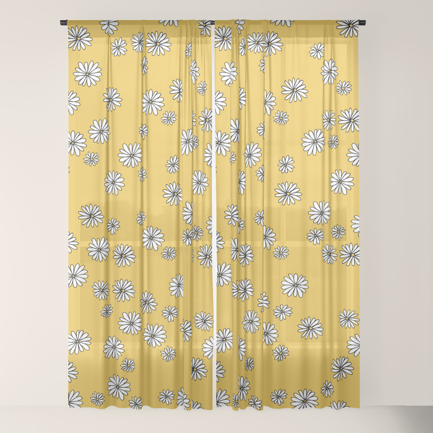 Romantic Daisy Garden Sweet Girls Baby Nursery Pattern Ochre