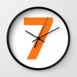 Number 7 (Orange & White) Wall Clock