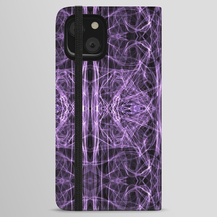 Liquid Light Series 47 ~ Purple Abstract Fractal Pattern iPhone Wallet Case