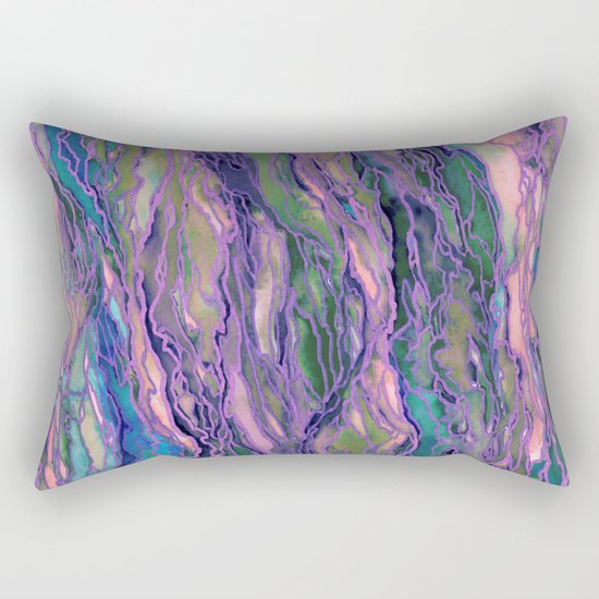 MARBLE IDEA! LAVENDER PINK PEACH Abstract Watercolor Painting Colorful Geological Nature Marbled Art Rectangular Pillow