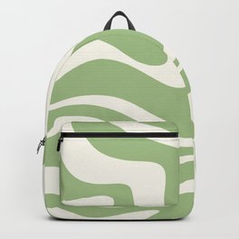 Modern Liquid Swirl Abstract Pattern in Light Sage Green and Cream Backpack | Cool, Kierkegaarddesign, Vibe, Green, Sage, Pattern, Digital, Trendy, Trippy, Boho 