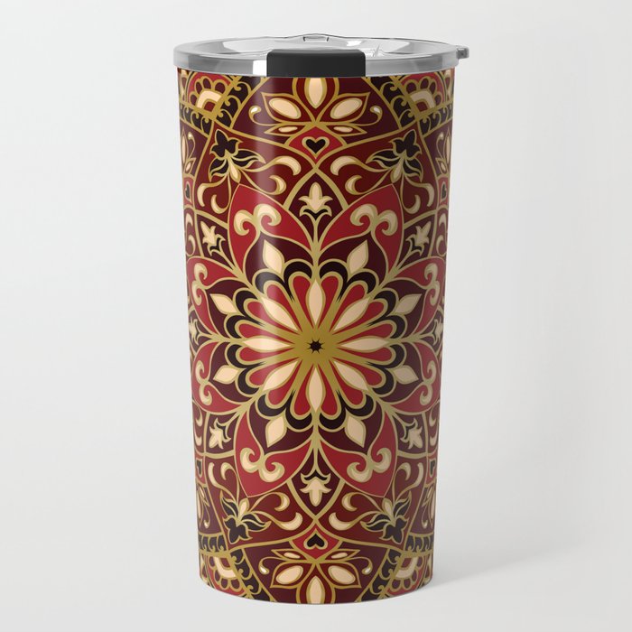 Ornamental Ethnic Bohemian Pattern XI Golden Spice Travel Mug