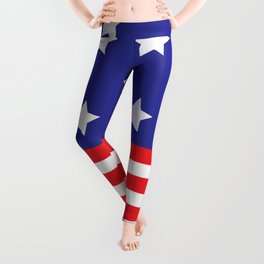 Blue , White and Red Patriotic Stars and Stripes Leggings