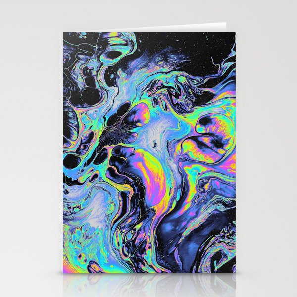 Psychedelic Blacken Multicolored Liquid Marble Pattern - Gift for Melodic Art Lovers Stationery Cards