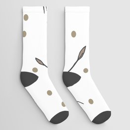 flying dandelion seeds simple seamless pattern and Brown Confetti on White Background Socks