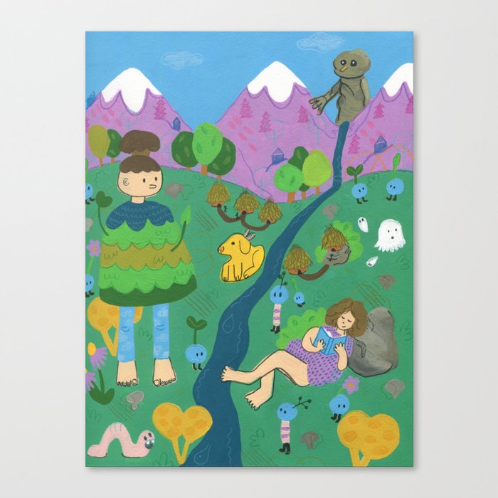 Reading with the Forest Spirits Canvas Print
