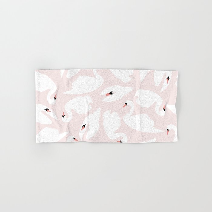 Swan Pattern on Pink 030 Hand & Bath Towel