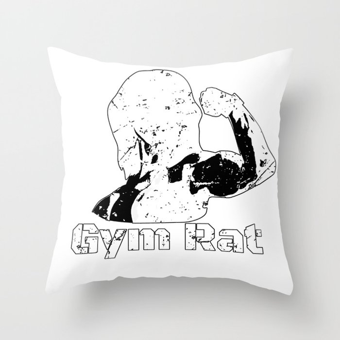 Gym Rat (white) Throw Pillow
