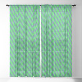 [ Thumbnail: Lime and Slate Blue Colored Pattern of Stripes Sheer Curtain ]