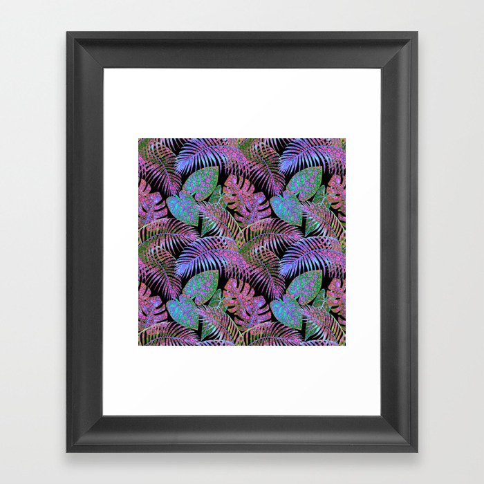 Tropical Hidden Cheetah Prints Palm Leaves Framed Art Print