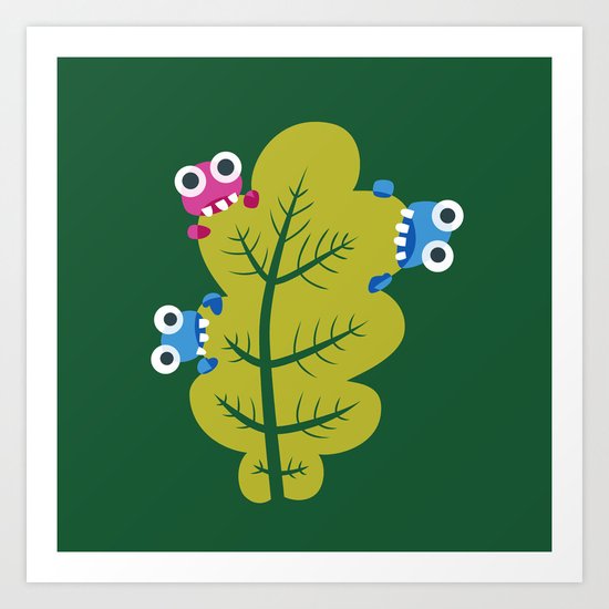 Bugs Eat Green Leaf Art Print