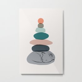 Cat Landscape 58 Metal Print | Landscape, Rock, Meow, Nature, Balance, Curated, Catlover, Minimal, Drawing, Rockbalance 