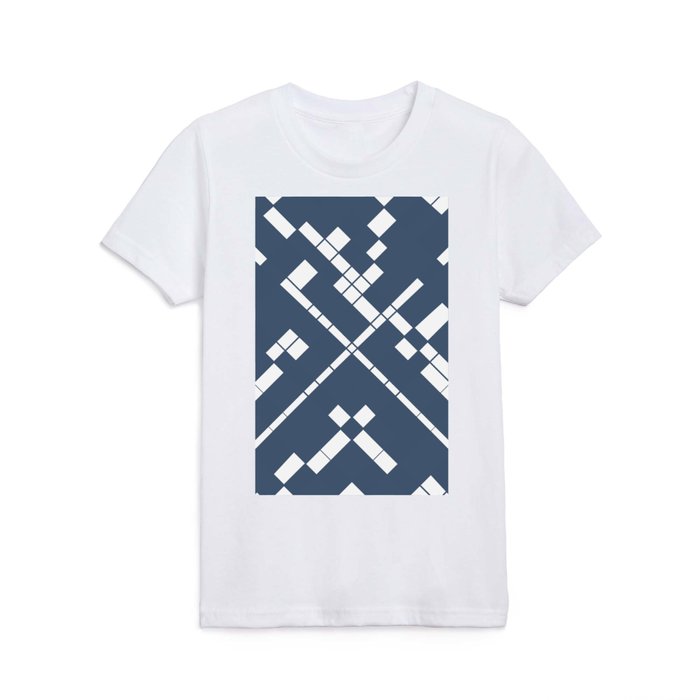 Geometric blue white Kids T Shirt