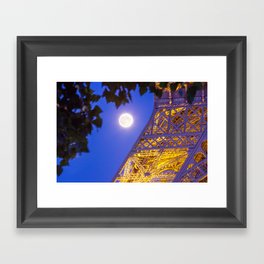 Eiffel Tower Moon Framed Art Print
