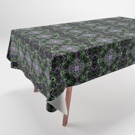 Liquid Light Series 76 ~ Green & Purple Abstract Fractal Pattern Tablecloth