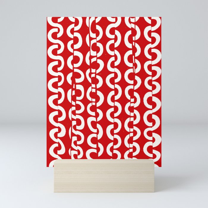 Circle chain pattern # holiday red Mini Art Print