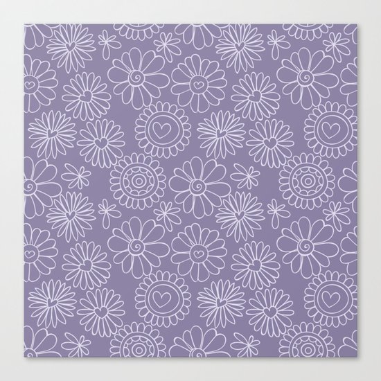 Violet doodle floral pattern Canvas Print