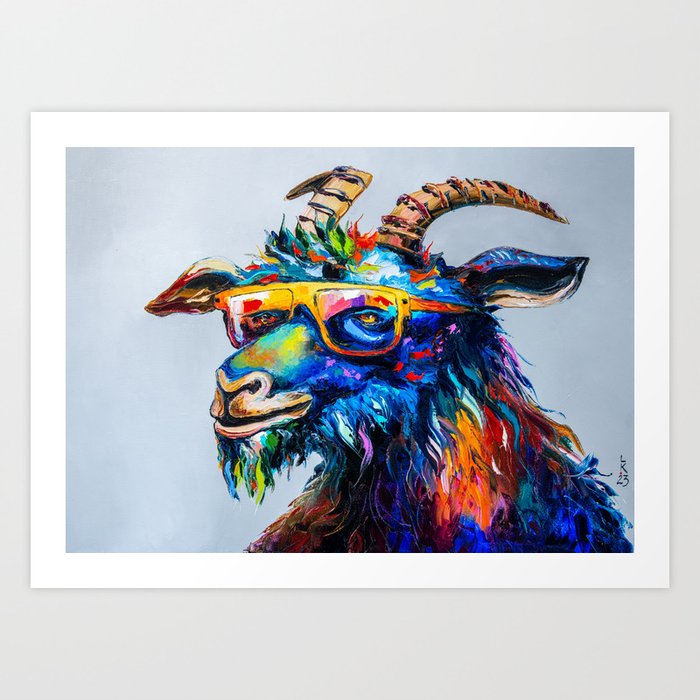 Goat in sunglasses Art Print