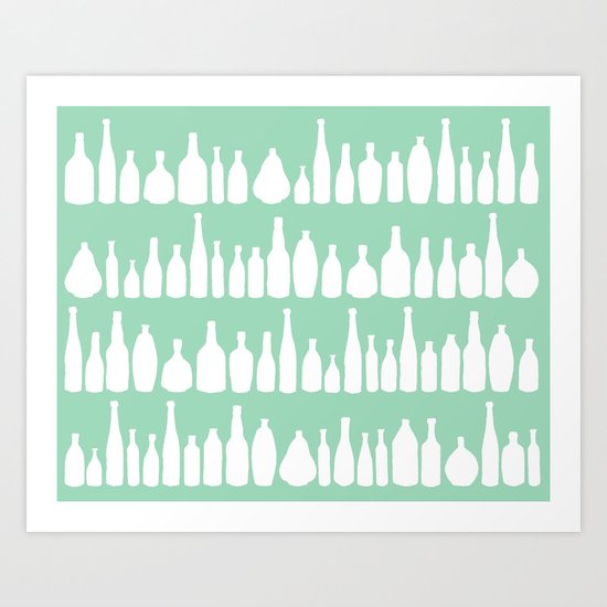 Bottles Mint Art Print