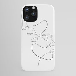 Abstract Face Couple Line Art iPhone Case
