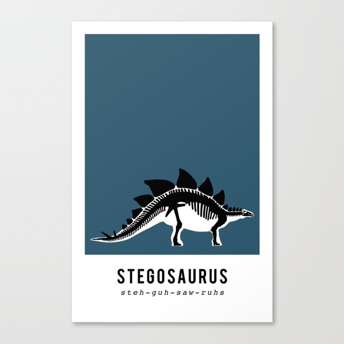 Stegosaurus Dinosaur Fossil / Skeleton in blue Canvas Print