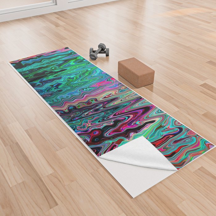Colorful Psychedelic Distorted Paint Yoga Towel