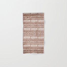 Brown and White Bow Tie Zig Zag Mud Cloth Pattern Hand & Bath Towel