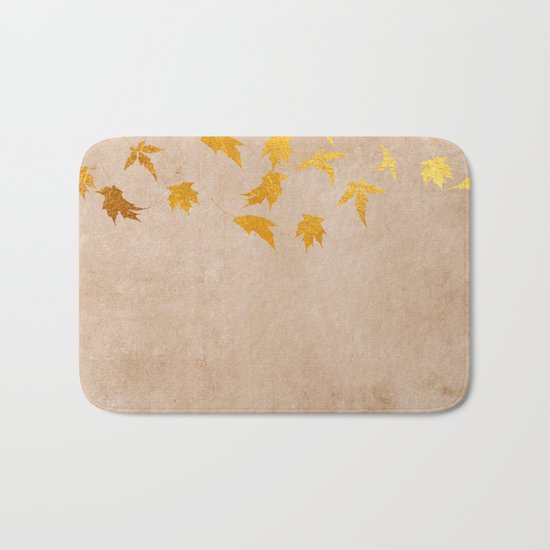 Gold leaves on grunge background - Autumn Sparkle Glitter design #Society6 Bath Mat