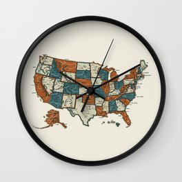 USA Vintage Map Wall Clock
