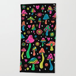 Rainbow Mushrooms Beach Towel