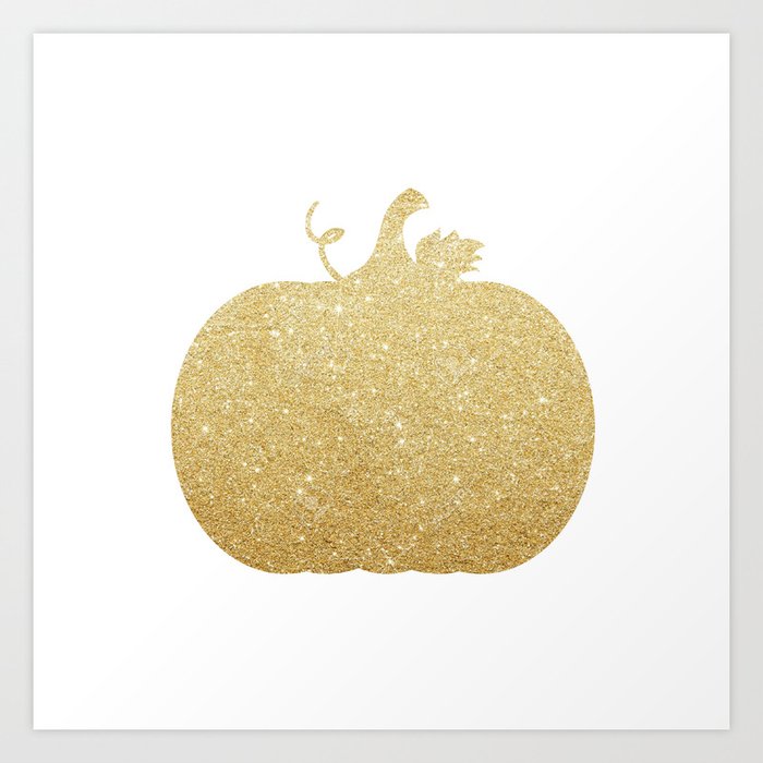 Gold Glitter Pumpkin Art Print by A Little Leafy | Society6