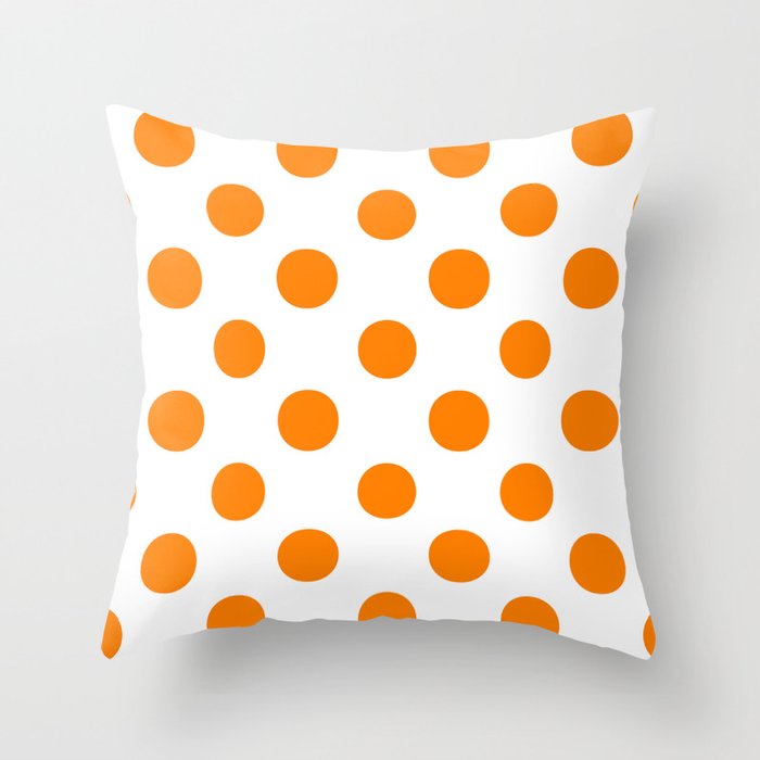 Polka Dots (Orange/White) Throw Pillow