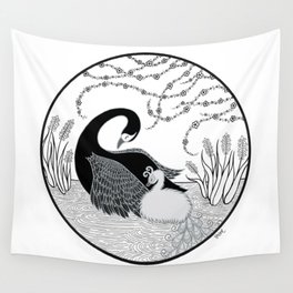 Black Swan and Moonlark Wall Tapestry