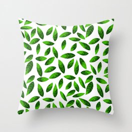 green leaf pattern Throw Pillow