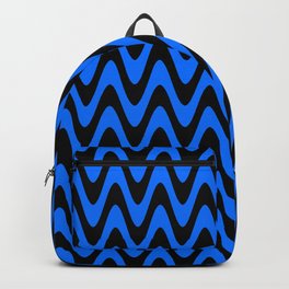 Black and Brandeis Blue Horizontal Waves Backpack