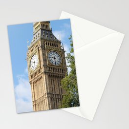 Great Britain Photography - Big Ben Under The Blue Sky By A Green Tree Stationery Card