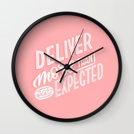 deliver more Wall Clock | Type, Inspiration, Lettering, Expectations, Motivation, Graphicdesign, Handmadetype, Pink, Typography, Delivermore 