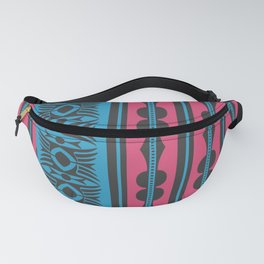African Ethnic Tribal Motif Striped Turquoise Pattern Fanny Pack