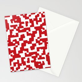 Red curves tiles Stationery Card