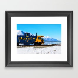 Caboose - Alaska Train, Turnagain Arm, Cook Inlet Framed Art Print