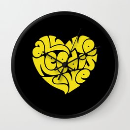 Love is all we need, music quote Wall Clock