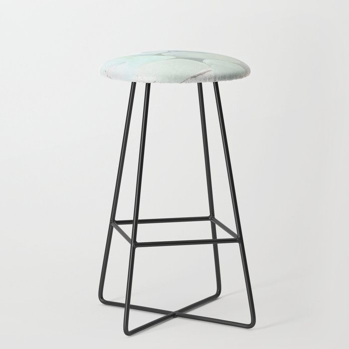 Pastel Pale Turquoise Sea Glass Faded Sea Foam Colors on White Weathered Wood - Photo 2 of 8 Bar Stool