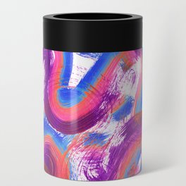 Swirls and Squiggles Abstract Painting - Blue Pink Purple Can Cooler