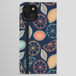 Citrus Slices on Navy iPhone Wallet Case