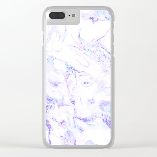 Pastel Marble Purple Blue Glitter Clear iPhone Case